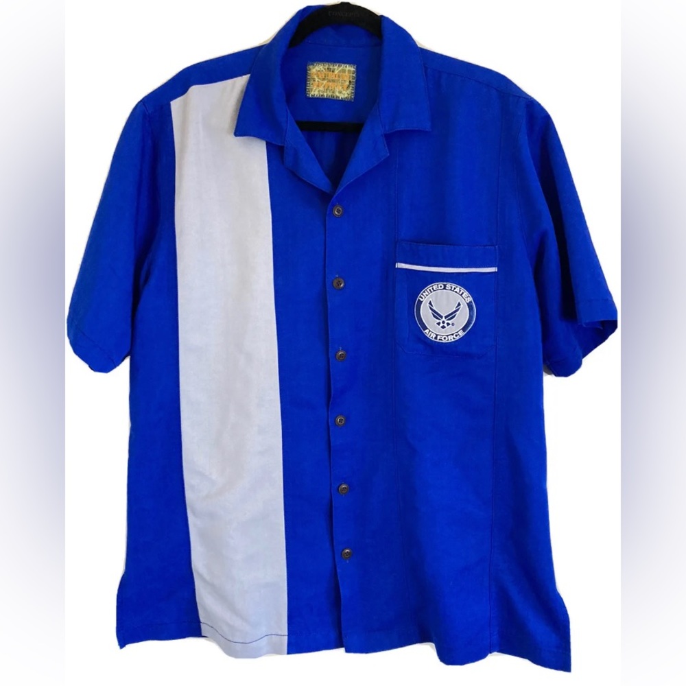 US Air Force Shirt Blue Button Up Short Sleeve  Mens Size Large